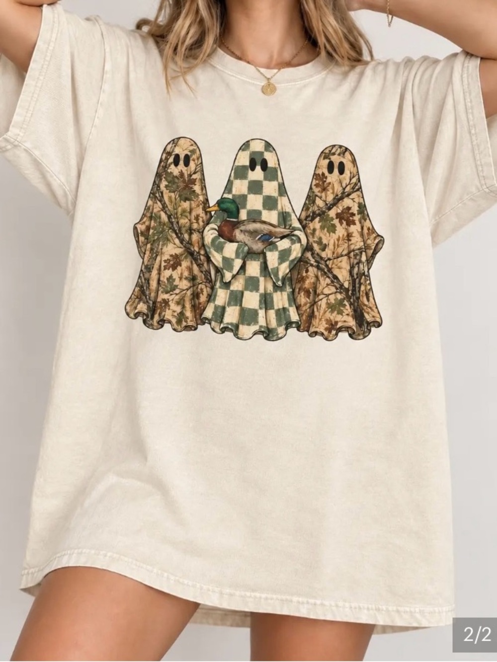Comfort Colors Ivory Short Sleeve Tee with Ghost Trio & Duck Graphic